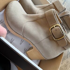 Dansko Beige Ankle Boots with Buckle